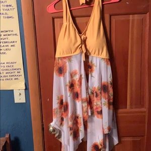 Plus swim top sunflowers